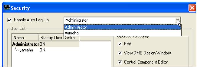 YAMAHA DMEDESIGNER - Utilisateur connecté automatiquement - 1