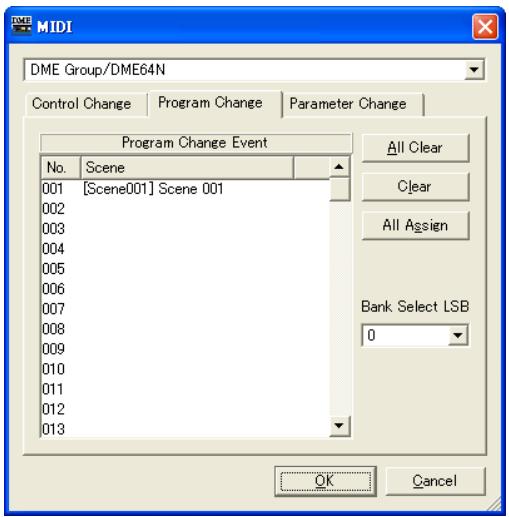 YAMAHA DMEDESIGNER - Onglet [program change] (changement de programme) - 1