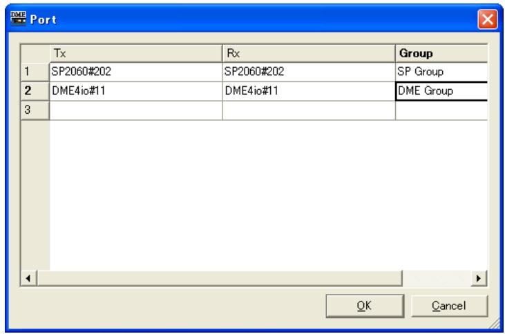 YAMAHA DMEDESIGNER - Boîte de dialogue « port - 1