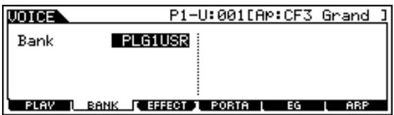 YAMAHA PLG150-AP - When selecting a bank in PLG150-AP (the MSB/LSB of preset bank (board voice) or User Voice bank), press the [F2] BANK button, then select a bank. - 1