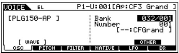 YAMAHA PLG150-AP - Wenn Sie eine Bank auf der PLG150-AP auswahlen (MSB/LSB der Preset-Bank (Board-Voice) oder User-Voice-Bank), drücken Sie die Bank-Taste [F2], und wahren Sie dann eine Bank aus. - 4