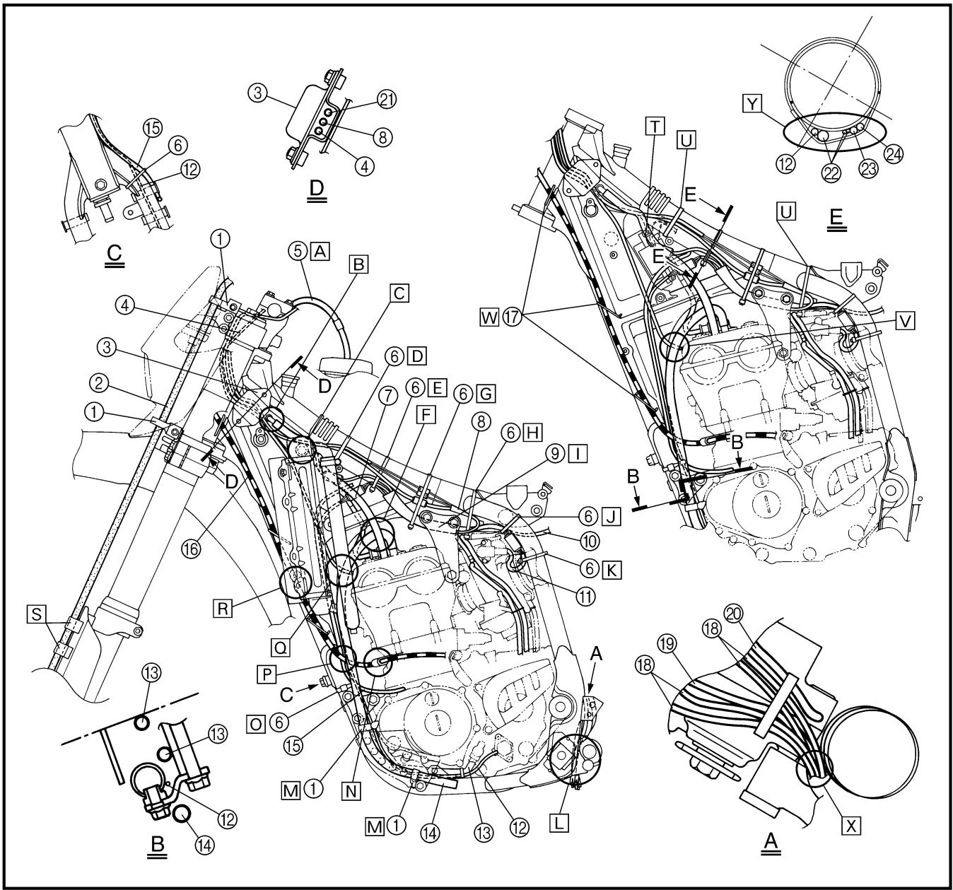 YAMAHA WR250FN - CHEMINEMENT DESCABLES - 1