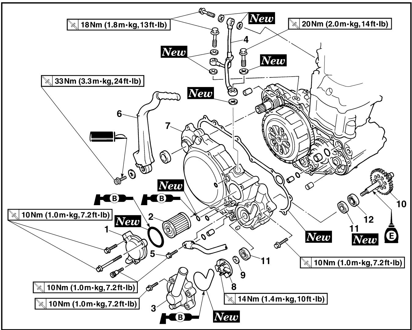 YAMAHA WR250FN - OIL FILTER ELEMENT, WATER PUMP AND RIGHT CRANKCASE COVER - 2