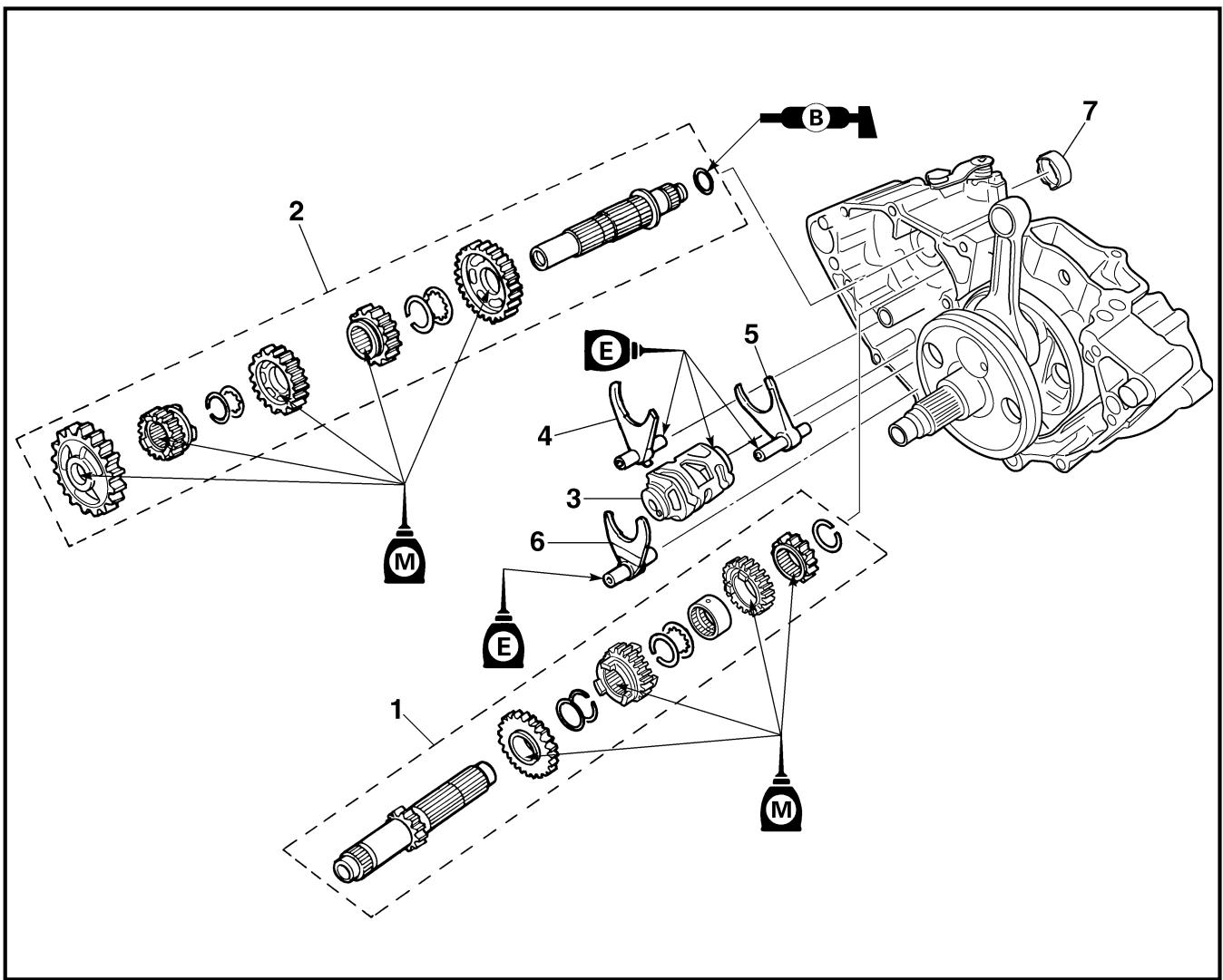 YAMAHA WR250FP - TRANSMISSION, SHIFT CAM AND SHIFT FORK - 1