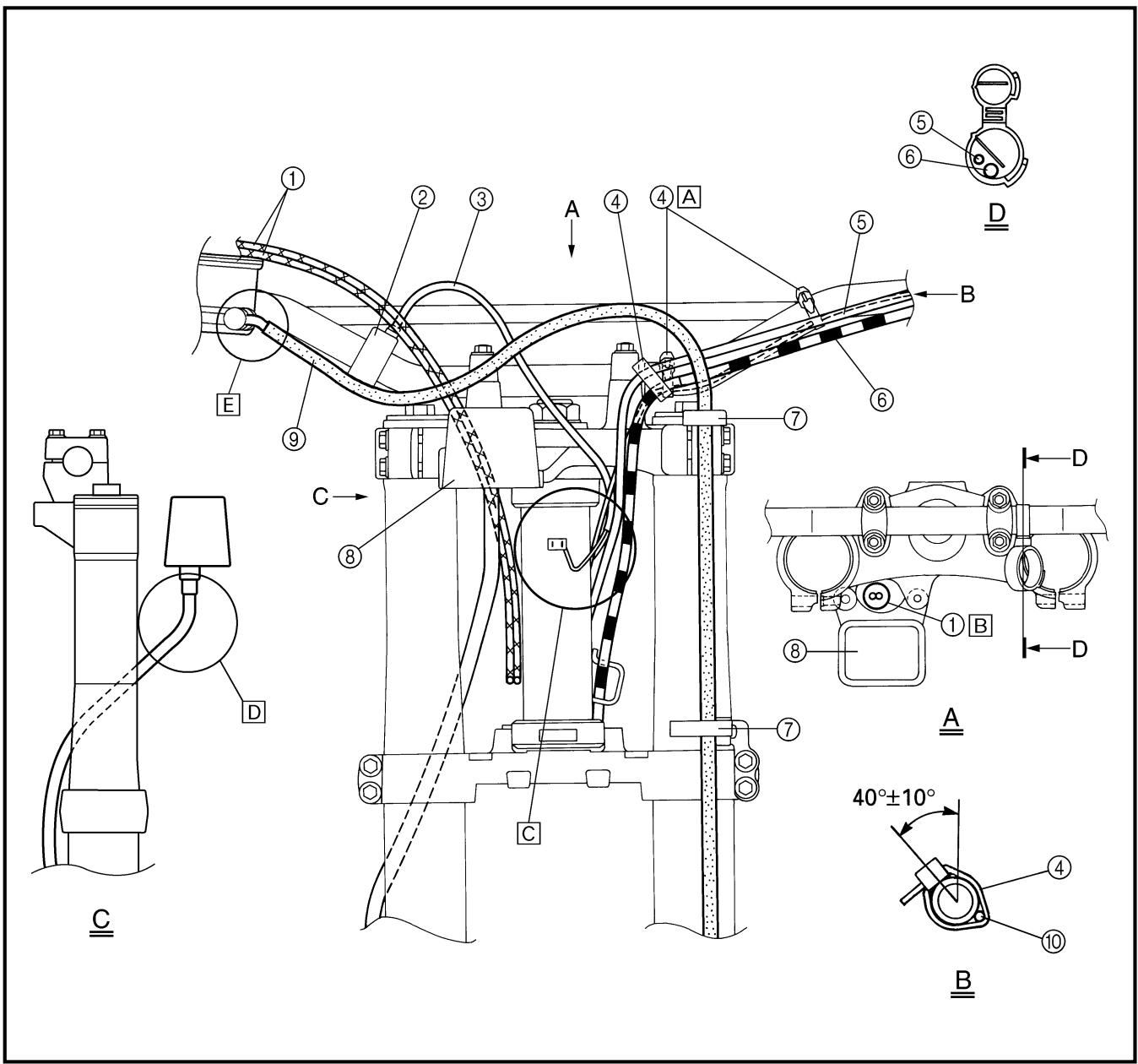 YAMAHA WR250FP - CHEMINEMENT DES CABLES - 9