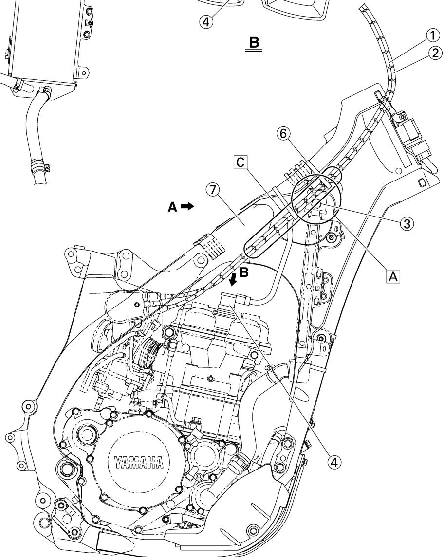 YAMAHA YZ250F - DIAGRAMME D'ACHEMINEMENT DESC CABLES - 8