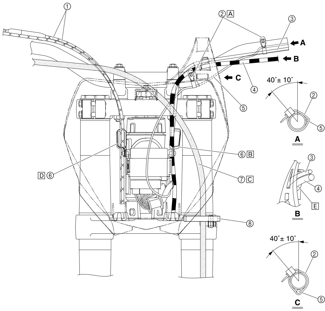 YAMAHA YZ250F - DIAGRAMME D'ACHEMINEMENT DESC CABLES - 10