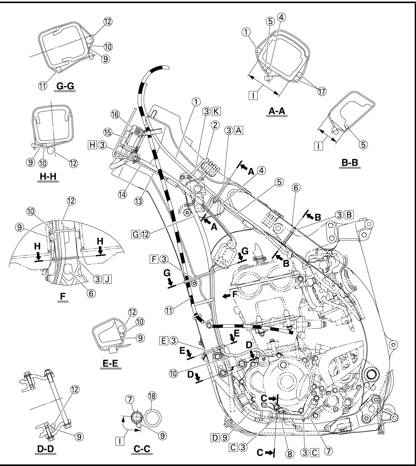 YAMAHA YZ250F - DIAGRAMME D'ACHEMINEMENT DESC CABLES - 4