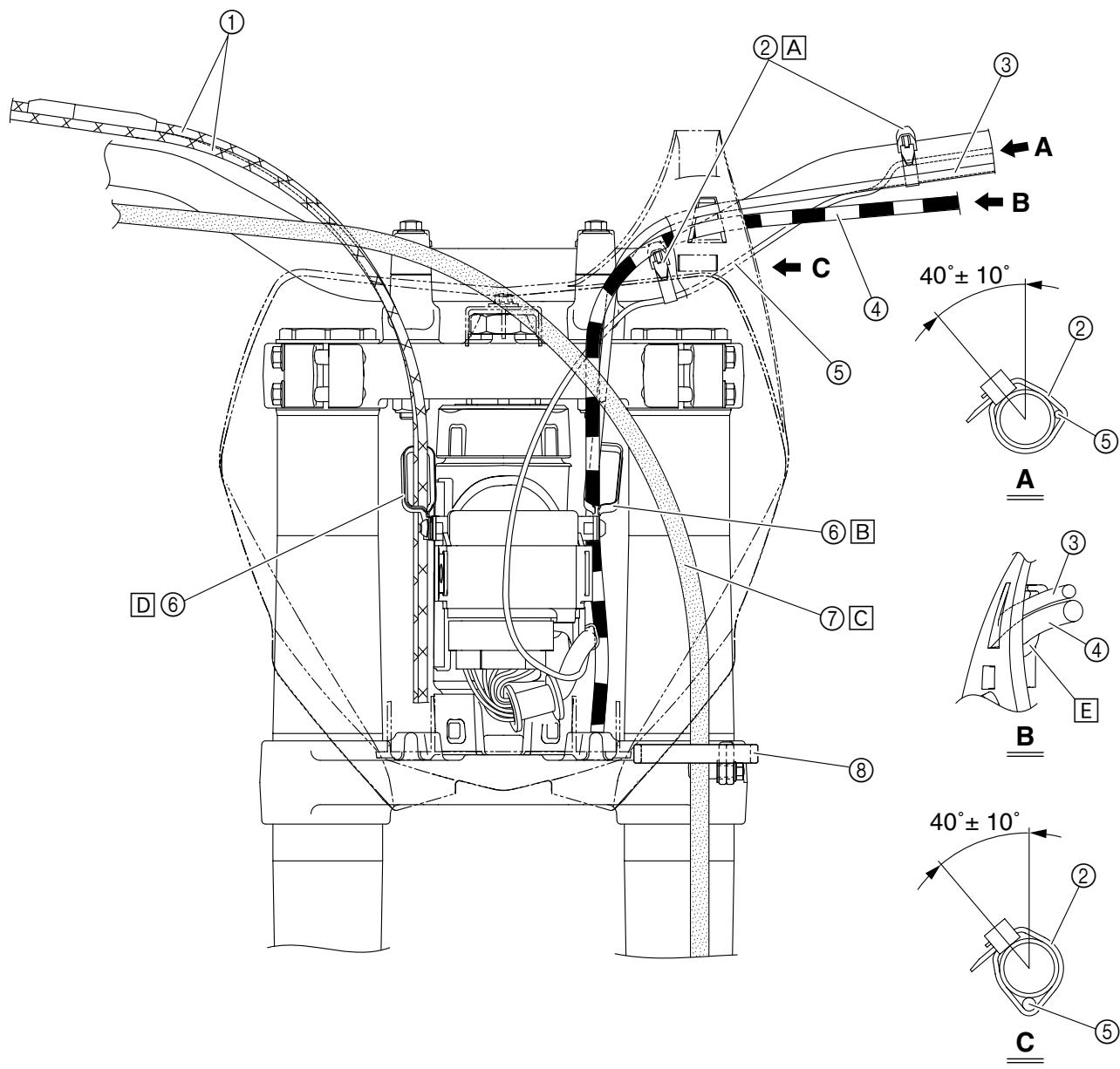 YAMAHA YZ250F-2007 - DIAGRAMME D'ACHEMINEMENT DESC CABLES - 11
