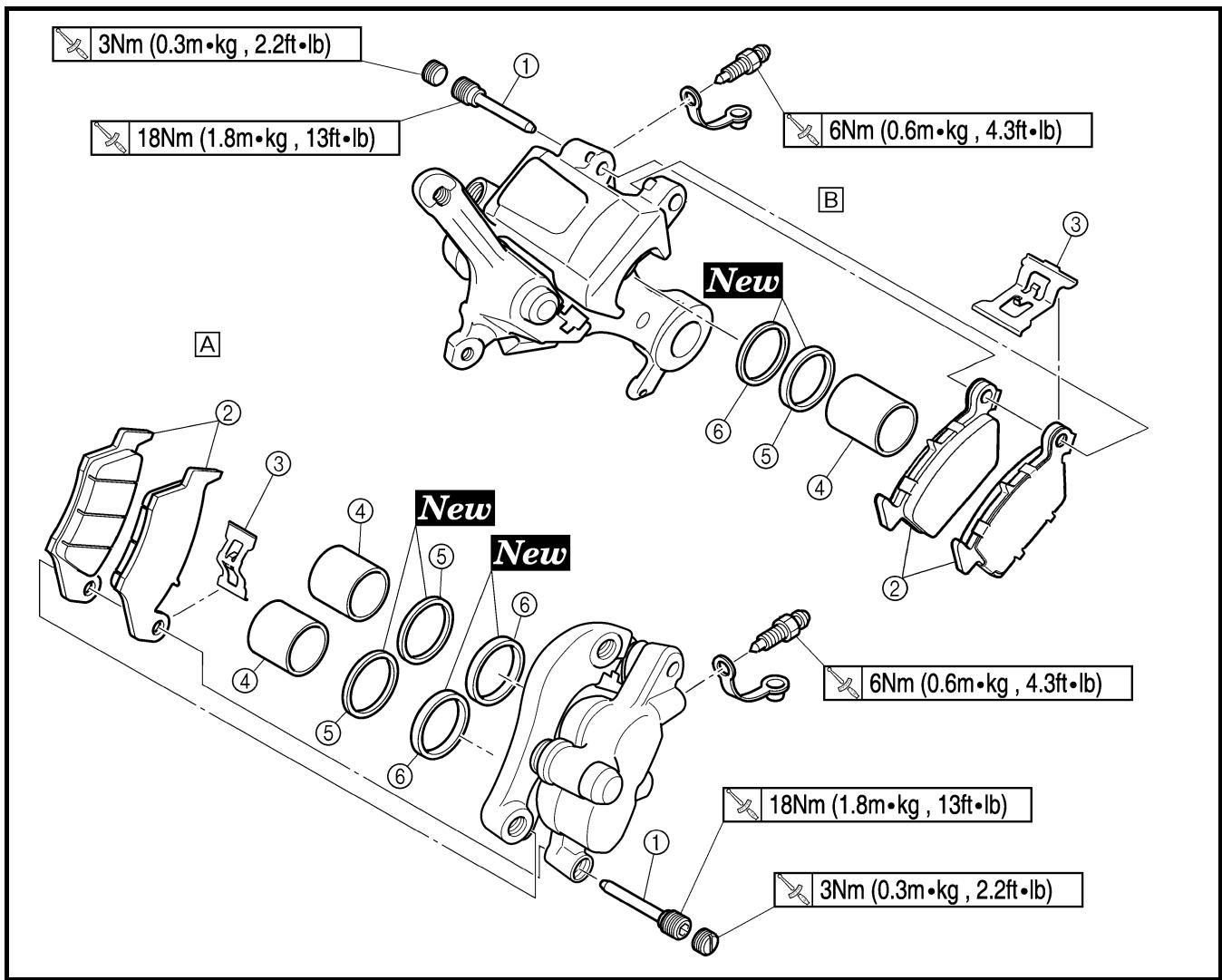 YAMAHA YZ250F-2007 - BRAKE CALIPER DISASSEMBLY - 1