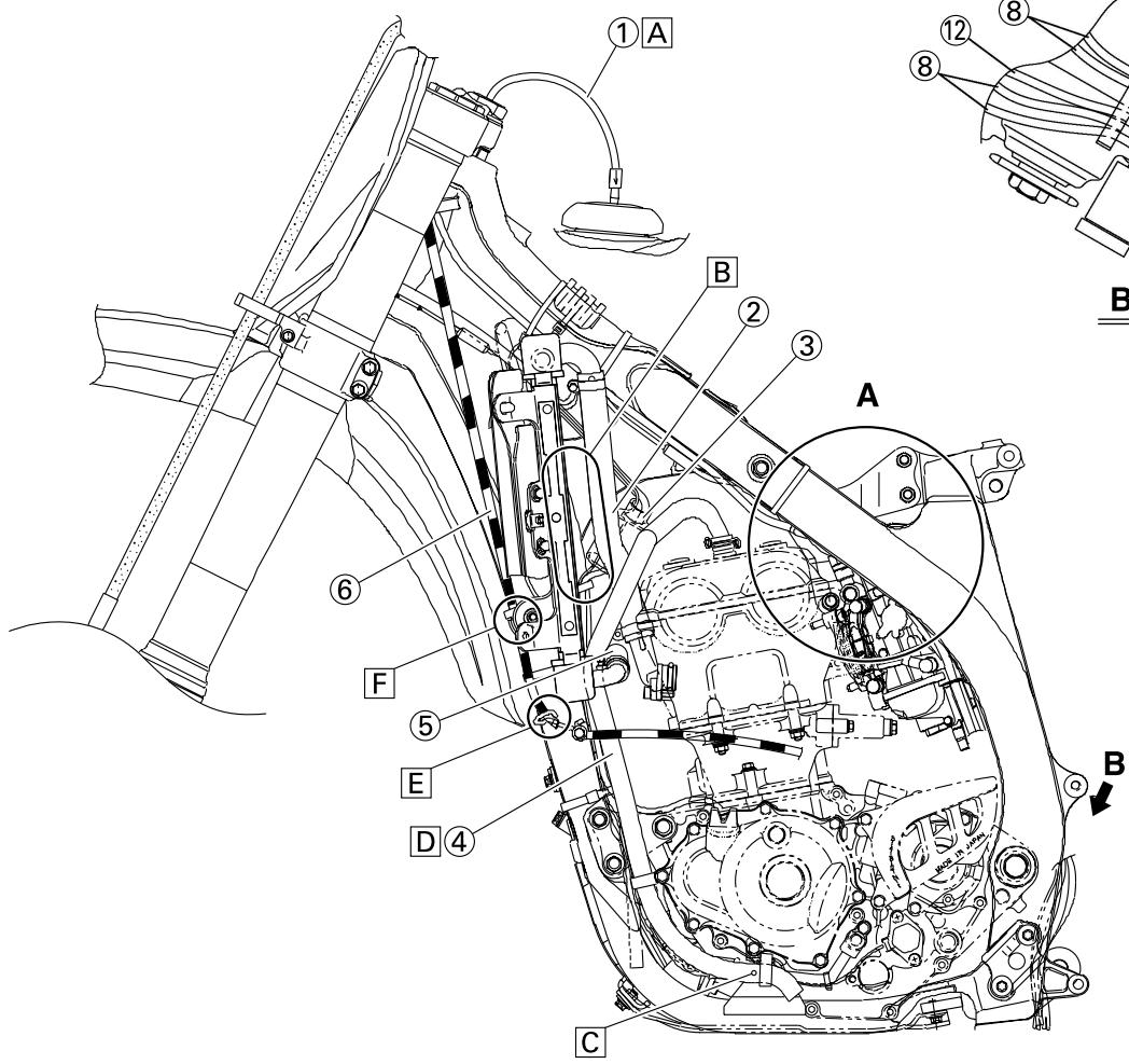 YAMAHA YZ250F-2007 - DIAGRAMME D'ACHEMINEMENT DESC CABLES - 2