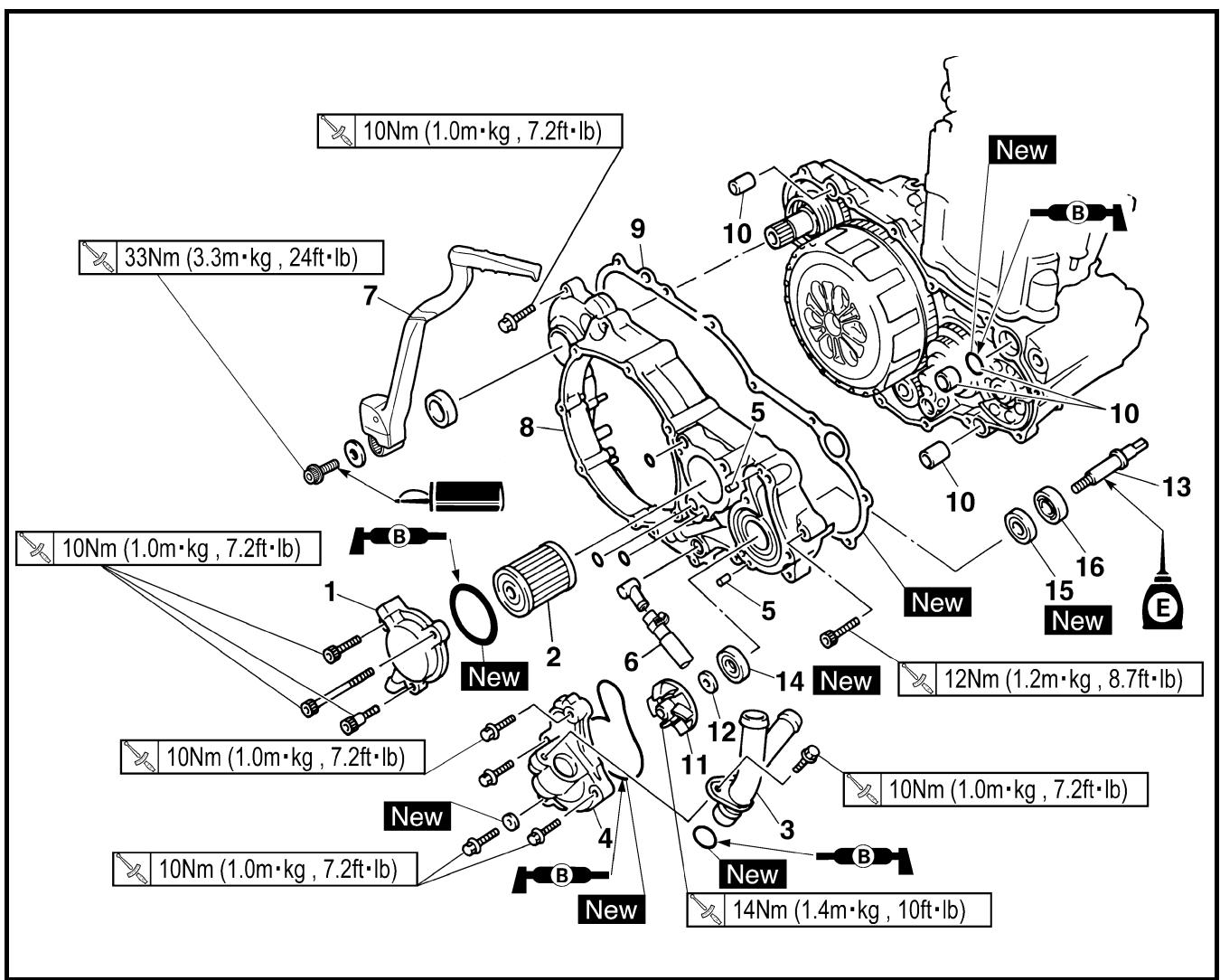 YAMAHA YZ450F - OIL FILTER, WATER PUMP AND CRANKCASE COVER (RIGHT) - 2