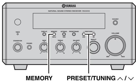 YAMAHA RX-E410 - Mise en mémoire manuelle des fréquences - 1