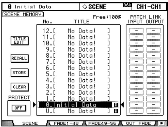 YAMAHA 02R96 - Travailler avec la page "scene memory - 1