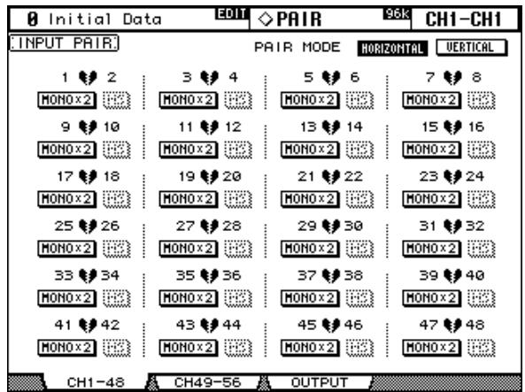 YAMAHA 02R96 - Jumeler des canaux avec les pages "pair - 1