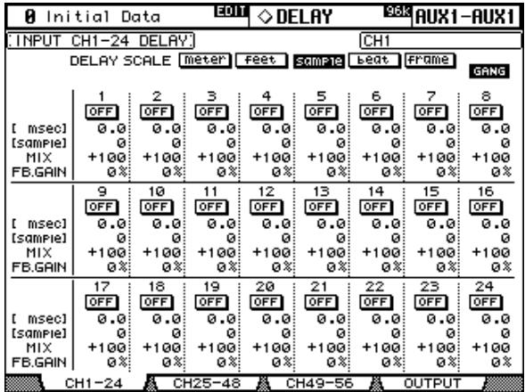 YAMAHA 02R96 - Utilisation de la touche selected channel display ACCESS [DELAY] pour afficher les pages "DELAY - 2