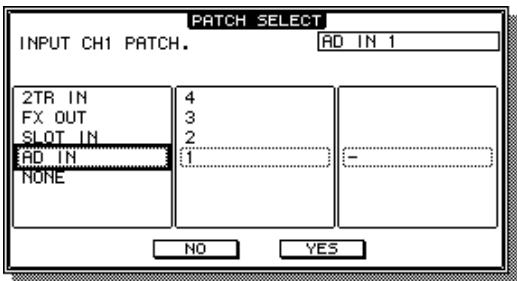 YAMAHA 02R96 - Fenêtre de routage (patch) - 1