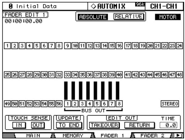 YAMAHA 02R96 - Utilisez la touche display ACCESS [automix] pour sélectionner la page "fader edit" voulue. - 1