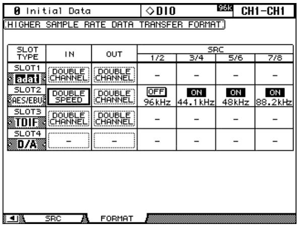 YAMAHA 02R96 - Réglage du format de transfert pour les fréquences d'échantillonnage élevées - 1