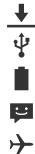 Vertical sequence of icons including battery, battery, smiley face, and airplane, arranged in descending order.