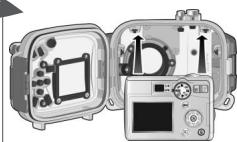 NIKON CAISSON ETANCHE WP-CP3-JUSQU-A 40 M DE PROFONDEUR - Schritt 2. Einsetzen der Kamera in das Gehäuse - 3