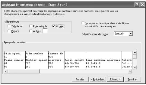 NIKON L-ENREGISTREUR DE DONNEES MV-1 - Exemple d'importation de données avec excel 2000 - 4