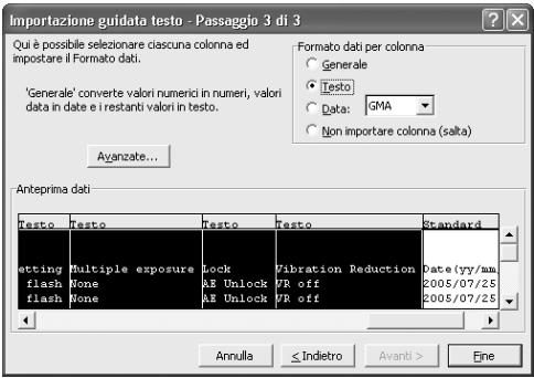 NIKON L-ENREGISTREUR DE DONNEES MV-1 - Esempio di importazioni dati con Excel 2000 - 5
