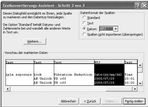 NIKON L-ENREGISTREUR DE DONNEES MV-1 - Beispiel fur Datenimport mittels Excel 2000 - 4