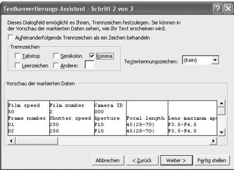 NIKON L-ENREGISTREUR DE DONNEES MV-1 - Opening shooting data (text file) using spreadsheet software - 1