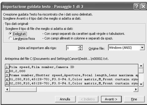 NIKON L-ENREGISTREUR DE DONNEES MV-1 - Esempio di importazioni dati con Excel 2000 - 3