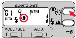 NIKON LITE TOUCH ZOOM 140ED-QD - Press the 📋 button until “💡” appears on the LCD panel. - 2
