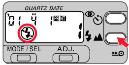 NIKON LITE TOUCH ZOOM 140ED-QD - Press the ⏻ button until “⚡” appears on the LCD panel. - 2