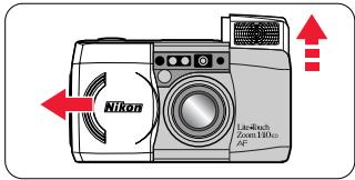 NIKON LITE TOUCH ZOOM 140ED-QD - Ouvrez le couvercle coulissant. - 1
