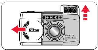 NIKON LITE TOUCH ZOOM 140ED-QD - Open the slide cover. - 1