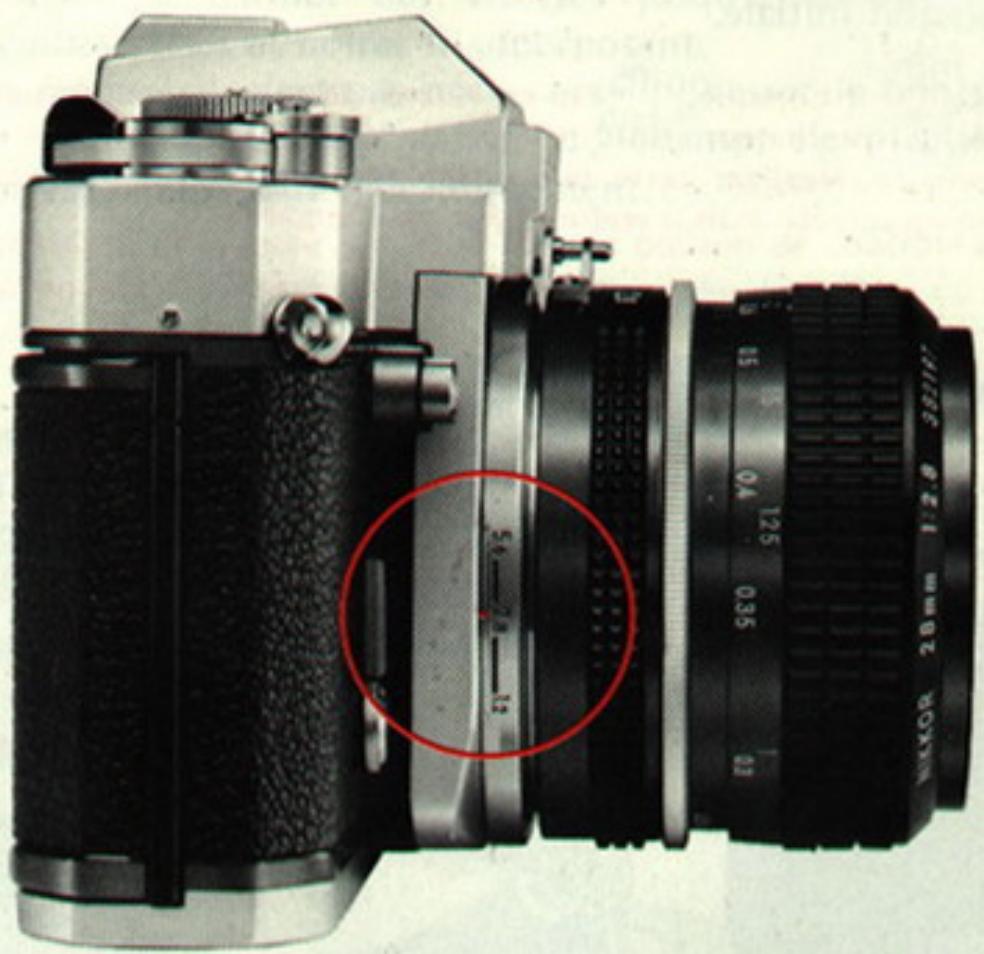 NIKON NIKKORMAT EL1 - Échelle des couplages objectif-postmètre - 3