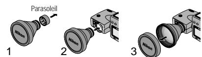 NIKON TELECONVERTISSEUR TC-E3ED - Installation (l'illustration montre le coolpix 990) - 1