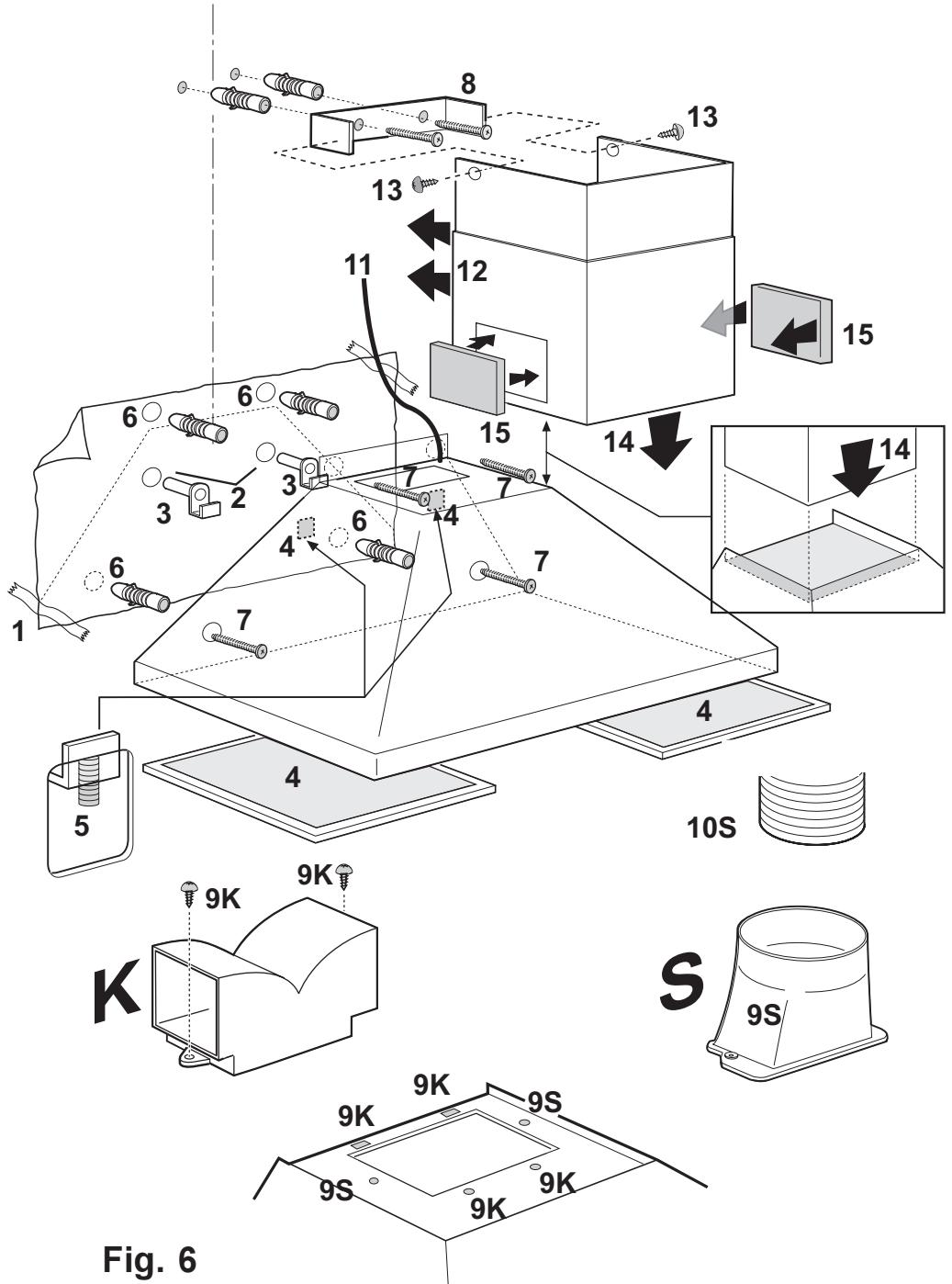 AEG-ELECTROLUX EFC650X-GB - Wall unit mounting - Fig. 6 - 1