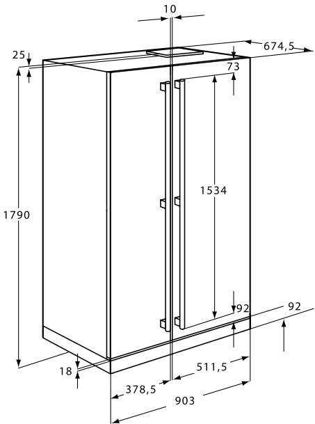 AEG-ELECTROLUX ENL60812X - Dimensiones (incluyendo los mangos de las puertas) - 1