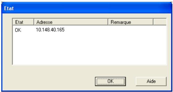 Etat Etat Adresse Remarque OK 10.148.40.165 OK Aide