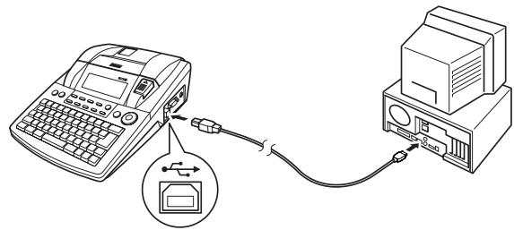 BROTHER PTOUCH PT-9600 - Pour raccorder un ordinateur au P-touch par l'intermédiaire du port USB : - 1