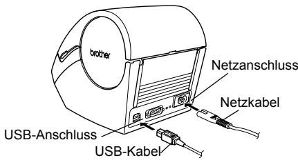 BROTHER P-TOUCH QL-650TD - Nach dem Neustart schlieben Sie das USB- und das Netzkabel an den Drucker an. - 2