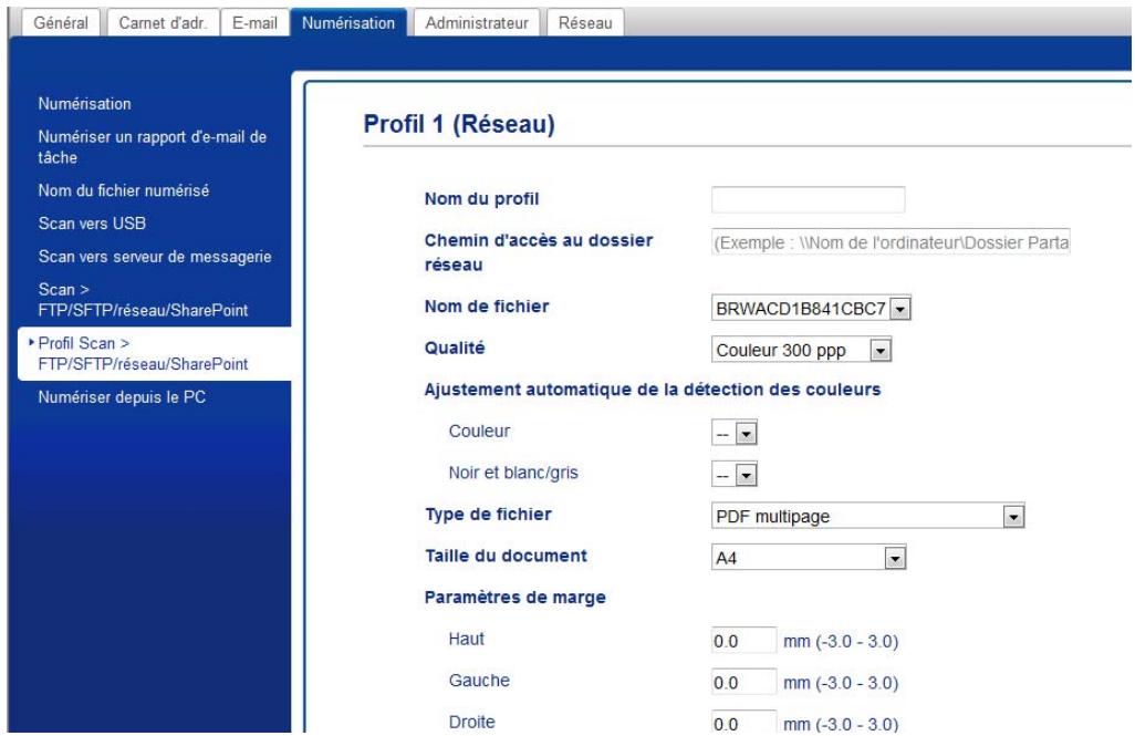 BROTHER ADS-2400N - Configuration des paramètres de numérisation vers réseau par défaut - 1