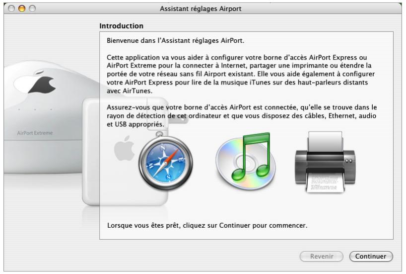 APPLE CREATION DE RESEAUX AIRPORT - Utilisation de l'assistant réglages airport - 1