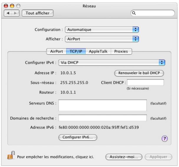 APPLE CREATION DE RESEAUX AIRPORT - Pour configurer IP : - 1