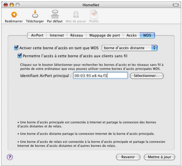 APPLE CREATION DE RESEAUX AIRPORT - Pour configurer une borne d'accès distante supplémentaire destinée à se connecter à la borne principale : - 1
