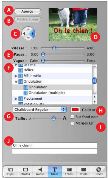 APPLE IMOVIE HD 5 - Sous-fenêtre titres - 1
