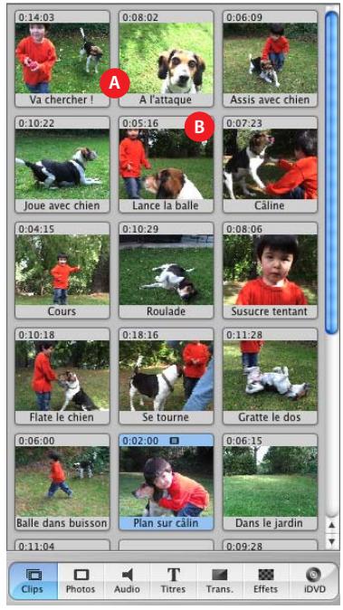 APPLE IMOVIE HD 5 - Sous-fenêtre des clips - 1