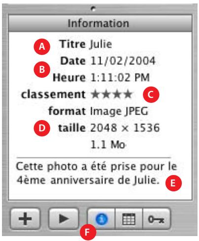 APPLE IPHOTO 5 - La sous-fenêtre Informations - 1