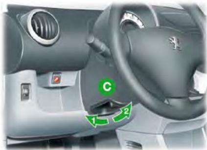 PEUGEOT 107 2008 - Réglage du volant (avec direction assistée) - 1