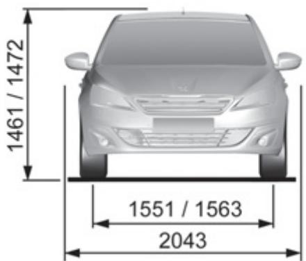 PEUGEOT 308 2 2014 - Dimensions (en mm) - 1